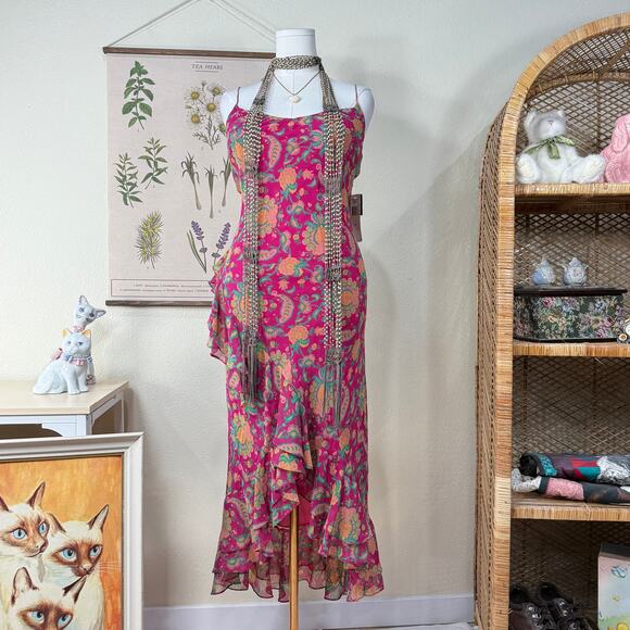 Lauren Ralph Lauren Dresses & Skirts - 90s Y2k Lauren Ralph LRL Silk Ruffle Dress NWT Fairy Boho Whimsy Hippie L 12